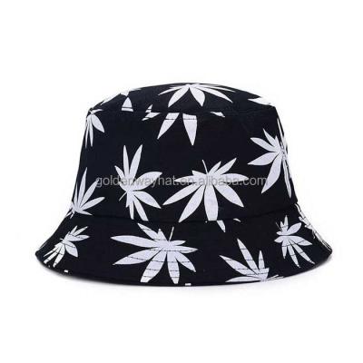 China Wholesale Custom Picture Cotton Twill Bucket Hat With Leaves Logo Printed Fisherman Hat for sale