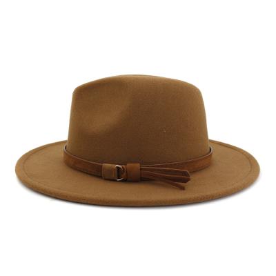 China New Fashion Goldenway High Quality Vegan Jazz Felted Hat Women's Wide Brim Solid Round Felt Hat Felted Hat for sale