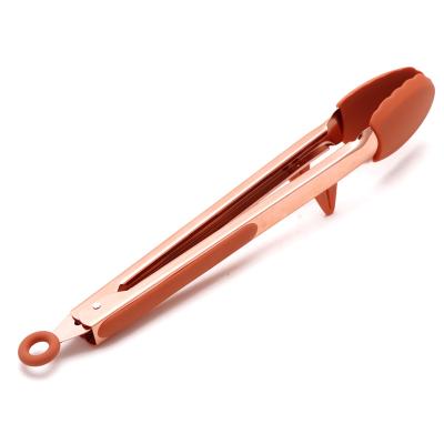 China Durable Viable Rose Gold Food Tong With Electroplating Holder for sale