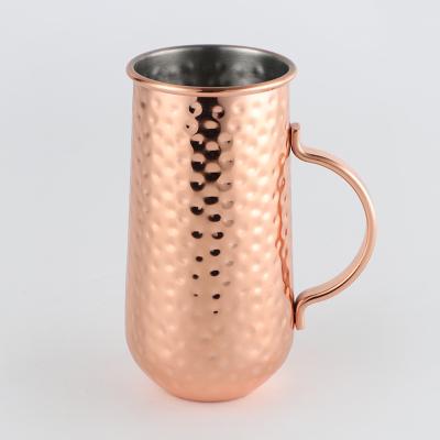 China NO Custom Glass Wine Moscow Mueller Copper Mug Stainless Steel Hammered Mugs Cold Drink Ice Cream Copper Mug for sale