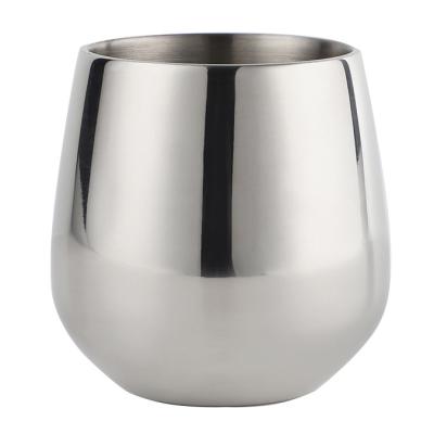 China Modern Customize Double Wall Stainless Steel Wine Glass Martell Cup Stemless Wine Glass For Cocktails Drinks for sale