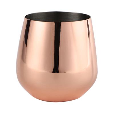 China Modern Customize Stainless Steel Gold Glass Wine Martell Cup Stemless Wine Glass for sale