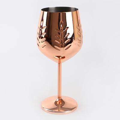 China Factory Price Modern Copper Plated Stainless Steel Red Wine Goblets Metal Cocktail Glass Luxury Wine Glasses For Club Party Bar for sale