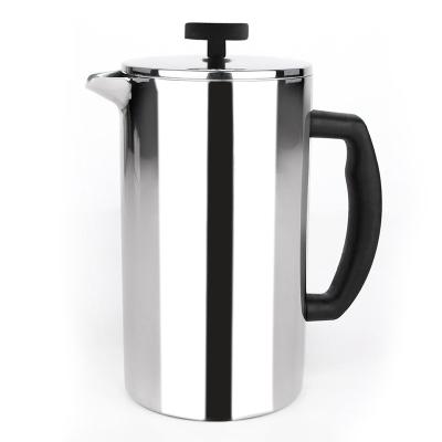 China WITH LID Hot Selling Factory Direct 1000ml 800ml 600ml Double Wall Stainless Steel French Press Coffee Shop for sale