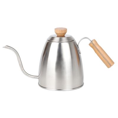 China 1L 1.2L Modern Stainless Steel Spill Over Gooseneck Spout Pots Coffee Tea Kettle with Wooden Handle for sale