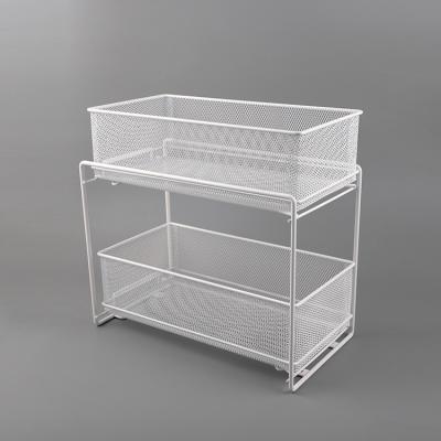 China Sustainable 2 Tier Sliding Basket Organizer Drawer Organizer for sale