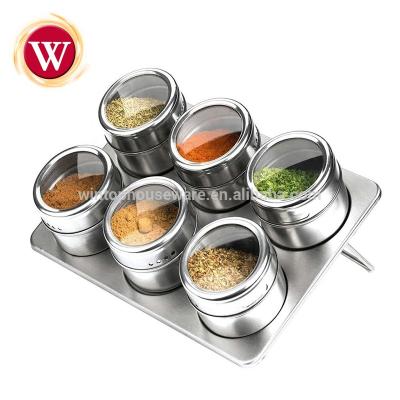 China Sustainable 6PCS Spice Set Hot Selling High Quality Stainless Steel Magnetic Spice Rack And Canisters for sale