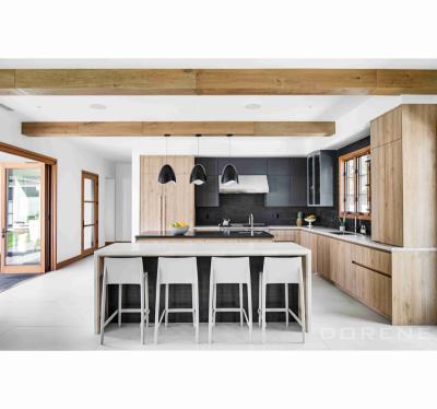 China 2023 Modern Design Dorene Luxury Australian Farmhouse House Style PVC Oak Color Melamine L Shape Modern Kitchen And Bathroom Cabinets for sale