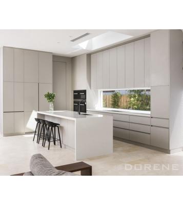 China 2023 Modern Design Dorene Furniture Luxury MDF Lacquer Matte Gray Color Cheap Price Wooden Flat Pack Modern Kitchen Sideboard Luxury for sale