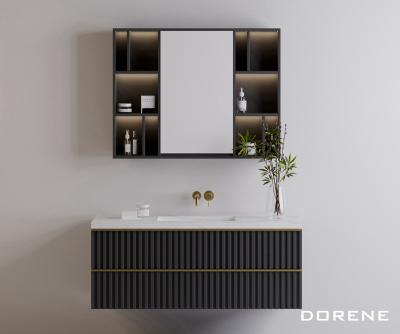 China 2023 Modern Dorene Factory Directly Sell Black Modern Bathroom Mirror Vanity With Sink Bathroom Vanity Cabinet for sale