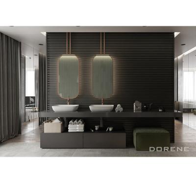 China 2023 Modern Wholesale Black Dorene Color Two Ensuite Cabinet Basin Bathroom Vanity With Ceramic Top for sale