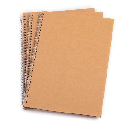 China 2021 New Design Spiral Brown Paper Notebooks Cheap Kraft Paper Notebook With Spiral Binding for sale