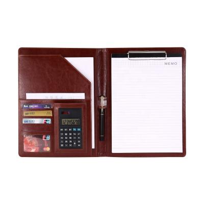 China Promotion / Business / Custom Handmade Mens School / Office PU Leather Bound Folder With Calculator for sale