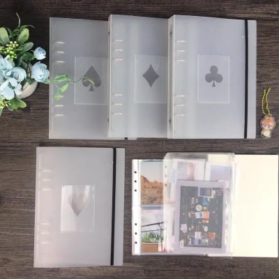 China PVC PP Frosted 6 Hole Folder Poker Color Case Set A5 Loose Leaf Notebook Bind Transparent Hand for sale