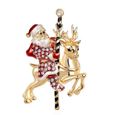 China Promotions Gifts Design Enamel Snowman Santa Claus Bell Socks Tree Christmas Brooch Pin Christmas Gift New for sale