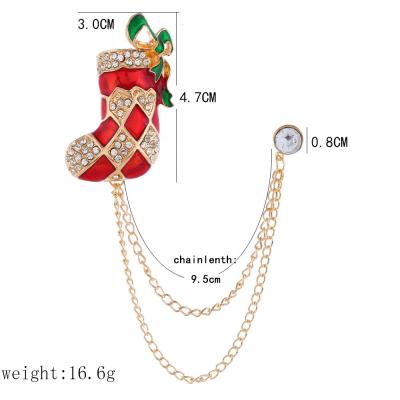 China Promotions Gifts Design Enamel Snowman Santa Claus Bell Socks Tree Christmas Brooch Pin Christmas Gift New for sale