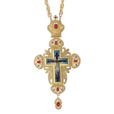 China Religiou Russian Handmade High Quality Byzantine Cross Pendant Necklace Orthodox Catholic Cross Necklace for sale