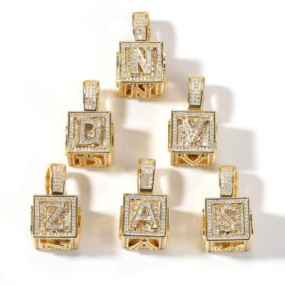 China Hip Hop Diamond Studded Cross Pendant Gold And Silver Irregular Alphabet Square Couples Anniversary Gift Jewelry Necklace for sale