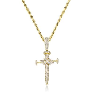 China European and American hip hop cross pendant inlaid with zircon cross inlaid cross for sale