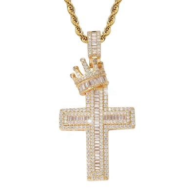 China European and American hip hop cross pendant inlaid with zircon crown cross cross for sale