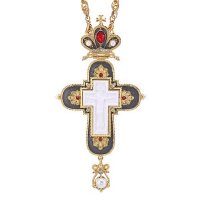 China Diamond Pearl Religious High Quality Cross Pendant Orthodox Religious Archbishop for sale