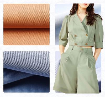 China Wholesale Anti-static High Density Twill Satin Fabric Khaki 100% Silk Like Woven Cotton Fabric For Suits, Skirts, Loungewear for sale