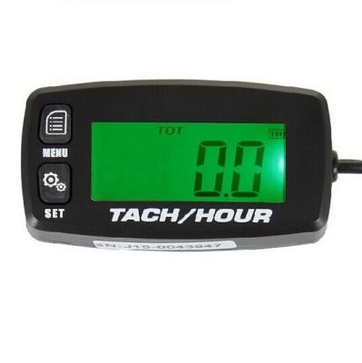 China HM032R Green Backlight Digital Re-settable Inductive Tach Hour Meter  For Motorcycle ATV Snowmobile Generator Mower for sale