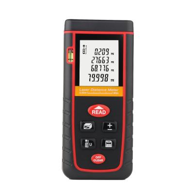 China Self Calibration 80m Large LCD Screen Digital Laser Distance Meter with  4 Line Display and Bubble Level, for sale