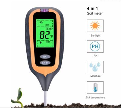 China New 4 IN 1 Digital Soil Moisture Meter PH Meter Temperature Sunlight Tester for Garden Farm Lawn Plant with LCD Display for sale