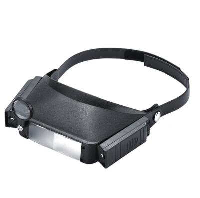 China MG81007 Portable 2 LED 1.5x 3x 6.5x 8x Helmet Magnifier Glass,Headset Magnifying Glass for sale