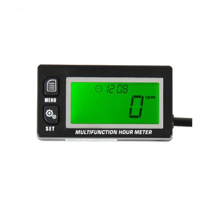 China HM028 Digital Multifunction Hour Meter Tachometer Voltage Meter Voltmeter Clock For Marine Snowmobile Snowblower Mower for sale