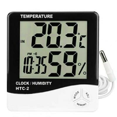 China HTC-2 LCD Digital Thermometer Hygrometer Weather Station Wireless Temperature Humidity Tester Indoor Outdoor Probe Clock for sale