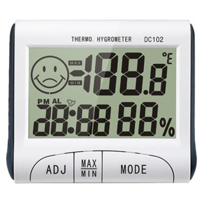 China DC102 Mini LCD Digital Indoor Thermometer Hygrometer Temperature Humidity Meter Clock Desk  With Magnetic Stand for sale