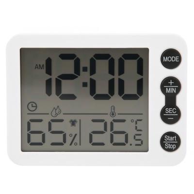 China TS-9606 Multifunctional Indoor Thermometer Hygrometer Large Screen Alarm Clock with Countdown Thermometer Clock for sale