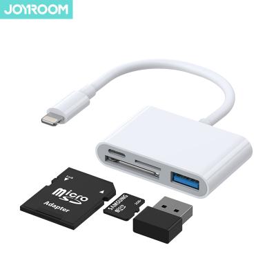 China For Light up Joyroom New OTG 12cm Multifunctional White 4 in 1 Cable Phone Adapters Quick Charging SD TF for iPhone Adapter for sale