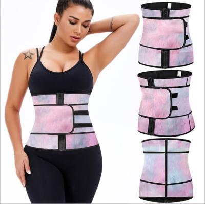 China Yoga Gym.Running.Sport Custom Logo Neoprene 9 Steel Bone Tie-Dye Latex Body Waist Trainer Trimmer Shaper Waist Trainer For Lady Plus Sizes for sale