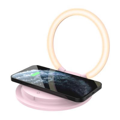 China SUNLINE 15W Speaker Charger Night Light LED Wireless Desk Ring Light Lamp Wireless Charger with Adjustable Brightness for sale