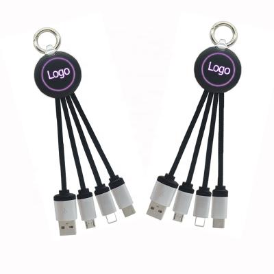 China MP3/MP4 SUNLINE 2019 Player Gift 3in1 USB Cable Multi Promotional Fast Charging Charging Key Chain For Type-C Mic 8 pin for sale