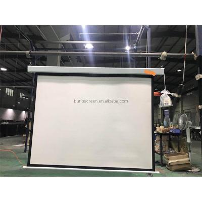 China Electric Electric Projector Screen Wall Ceiling Mount Motorized Projection Screens With Remote Control for sale