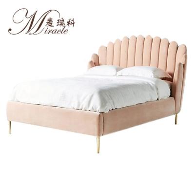 China Soft New Product Bed Home Furniture Girl Bedroom Furniture Modern King Size Velvet Upholstery Hotel Bed for sale