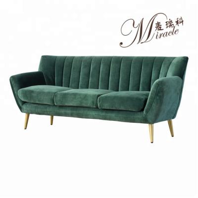 China Chesterfield SOFA Hotel Furniture Navy Color Velvet Three Seat Couch Fabric Hotel Sofa for sale