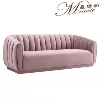 China Modern hotel lobby lobby modern stainless steel gold light gold velvet style divan apratment velvet Chesterfield sofa for sale