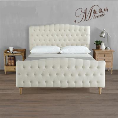 China Solid Wood Bed Piece Set Chesterfield Linen Sheet With Footboard for sale