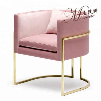 China Italian furniture factory customzied modern luxury pale pink brass frame leisure brass chair in metal color for beauty salon for sale