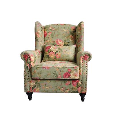 China French Upholstery Sofa Bed Living Room Country Design Accent Chair Pattern Fabric Chaise Lounge Wing Chair for sale