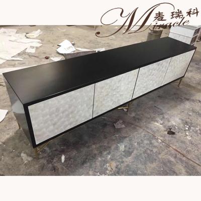 China Solid Wood Hotel Living Room Tv Console Cabinet With Metal Leg for sale