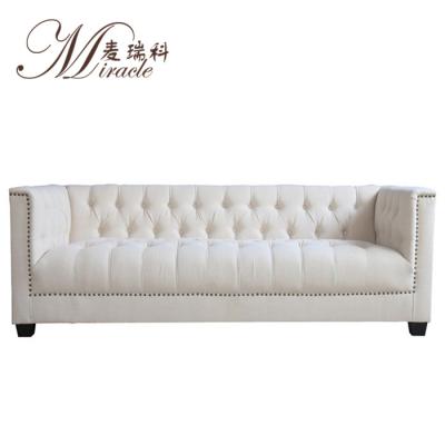 China Chesterfield SOFA Classic Living Room Rice White Color Sofa Ornate Canvas 1+1+3 Set for sale