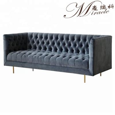 China Chesterfield SOFA American Living Room Furniture Tufted Couch Fabric 3 Seat Sofa Velvet Sofa Set for sale