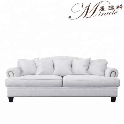 China Modern Contemporary American Canvas Fabric Roll Style Upholstery Classic Arm Chesterfield Sofa Set for sale