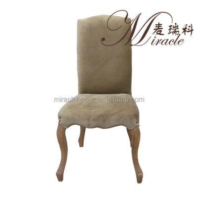 China Solid Wood Antique Style Furniture Dining Room Soft Velvet Fabric Dining Chairs for sale